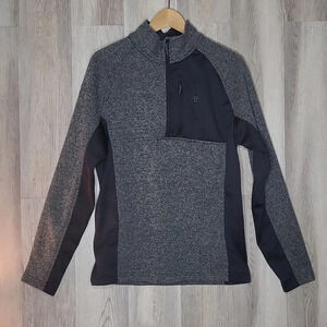 Spyder Grey Black Half Zip Long Sleeve Fleece Lined Pullover‎ Mens Medium